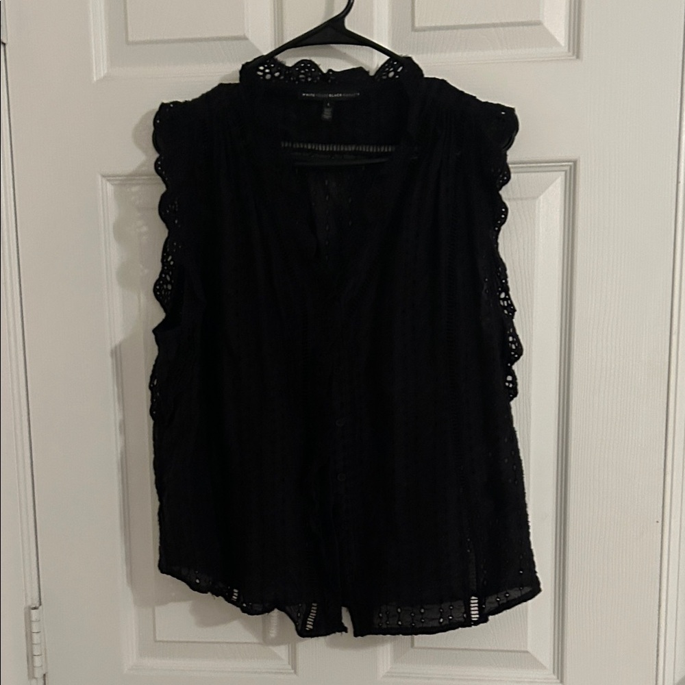 White House Black Market Sleeveless Black Lace Blouse